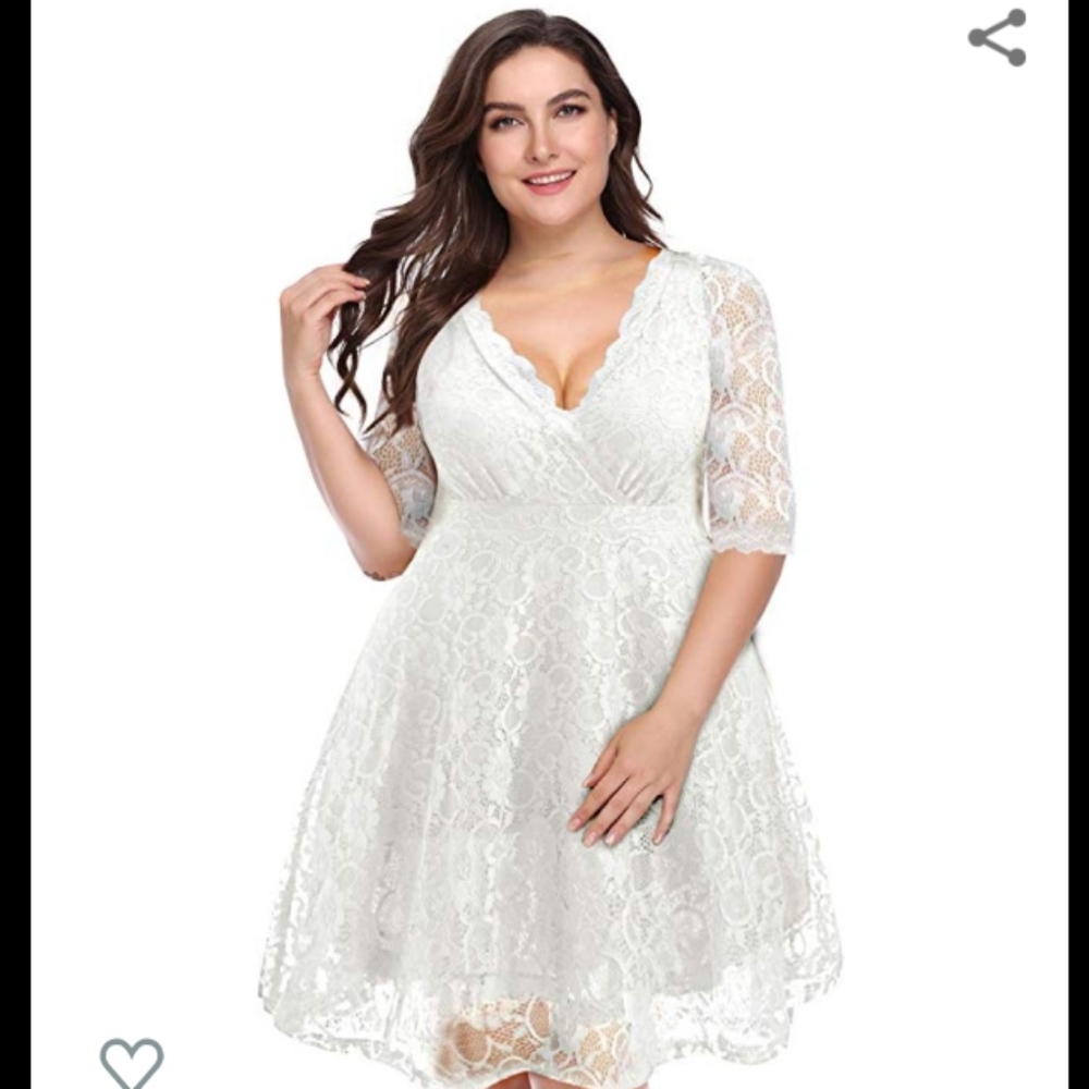 White mid length lace dress